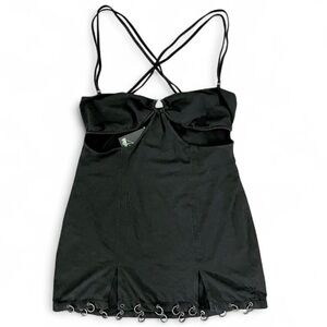 NWT Darker Wavs XXL black mini dress w/ side cutouts and metal o-ring detailing